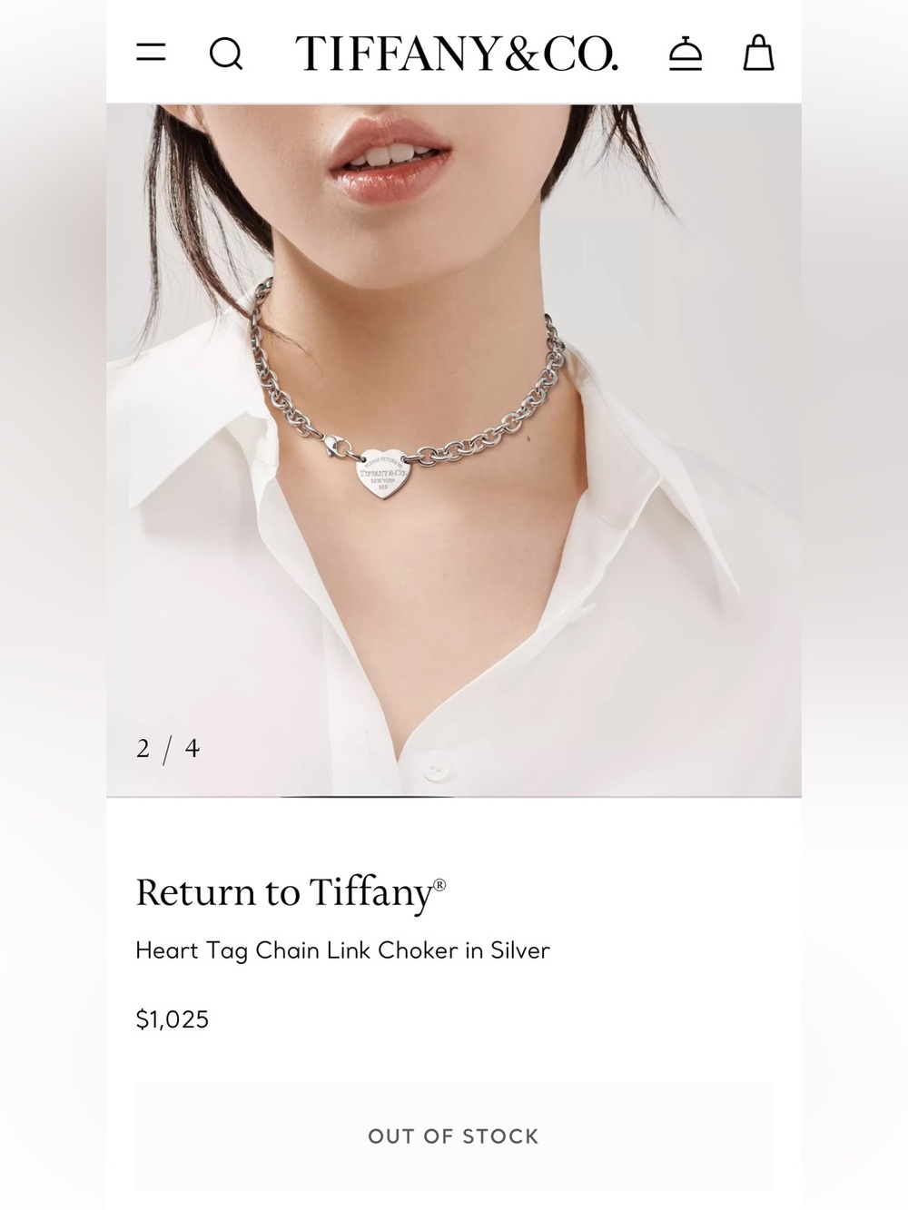 Tiffany & Co. Return to Tiffany
Heart Tag Chain Link Choker in Silver